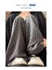 BF Lazy Style Gray High-Waist Wide-Leg Heart Pants for Women Summer 2025 - Casual Sports Floor-Length Straight-Leg Design
