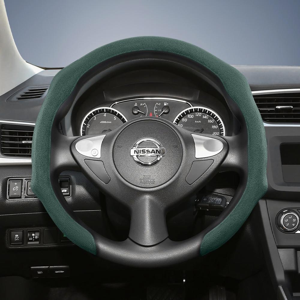 yxkpz10 Suitable for Nissan Premium Suede Snap-On Steering Wheel Cover, Non-Slip and Durable, Round and D-Shaped Steering Wheel Available for Qashqai