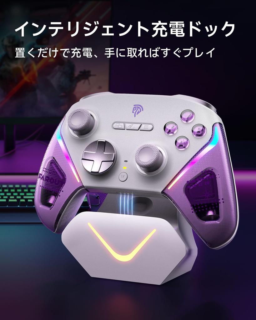 EasySMX Controller for PC, Switch 2, Steam Deck, iOS, and Android, with Charging Dock, RGB Backlight, TMR Joystick, Wireless Switch Gamepad, 1000Hz