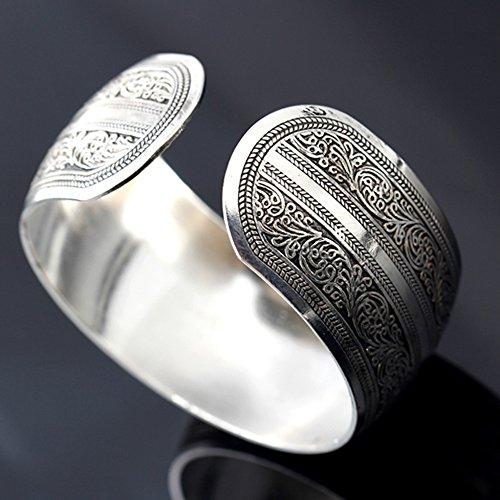 Connecting Branches Carved Tibetan Silver Women Men Cuff Bracelet Bangle