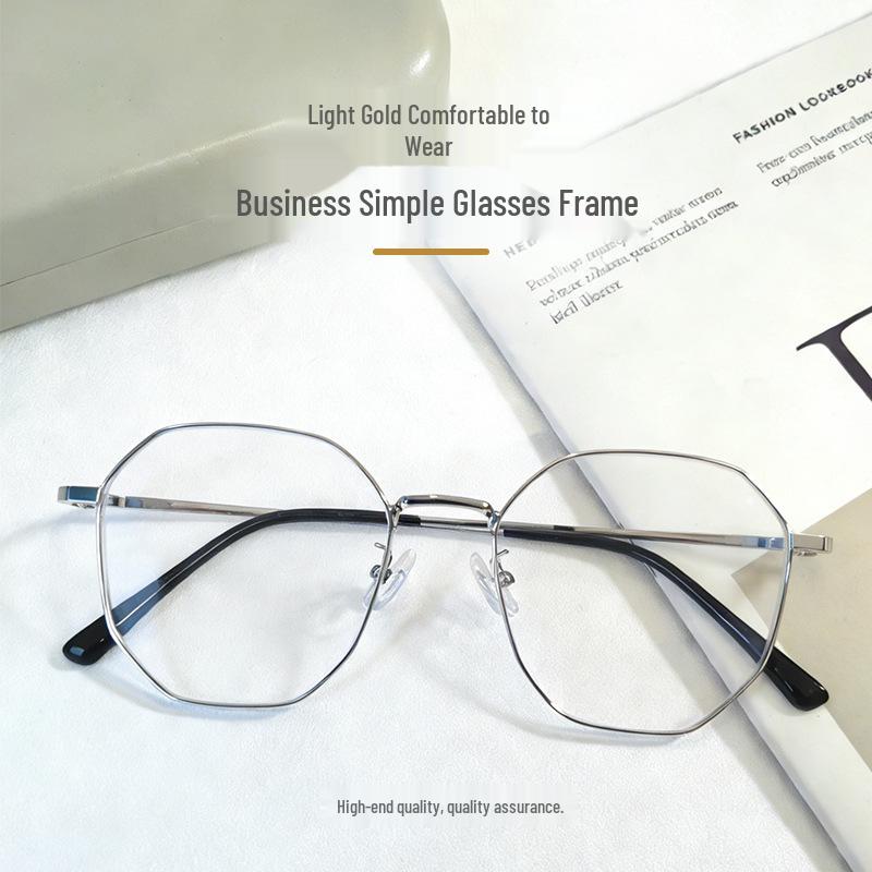 Retro Ultra-Light Polygonal Glasses with Metal Frame for Men and Women - Fashionable Prescription Eyewear розового золота