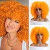 16 Zoll Afro Kinky Curly Synthetikhaar Gradient Lila Perücken mit Pony Weiche Flauschige Faser Perücken für Party Cosplay Tägliche Nutzung