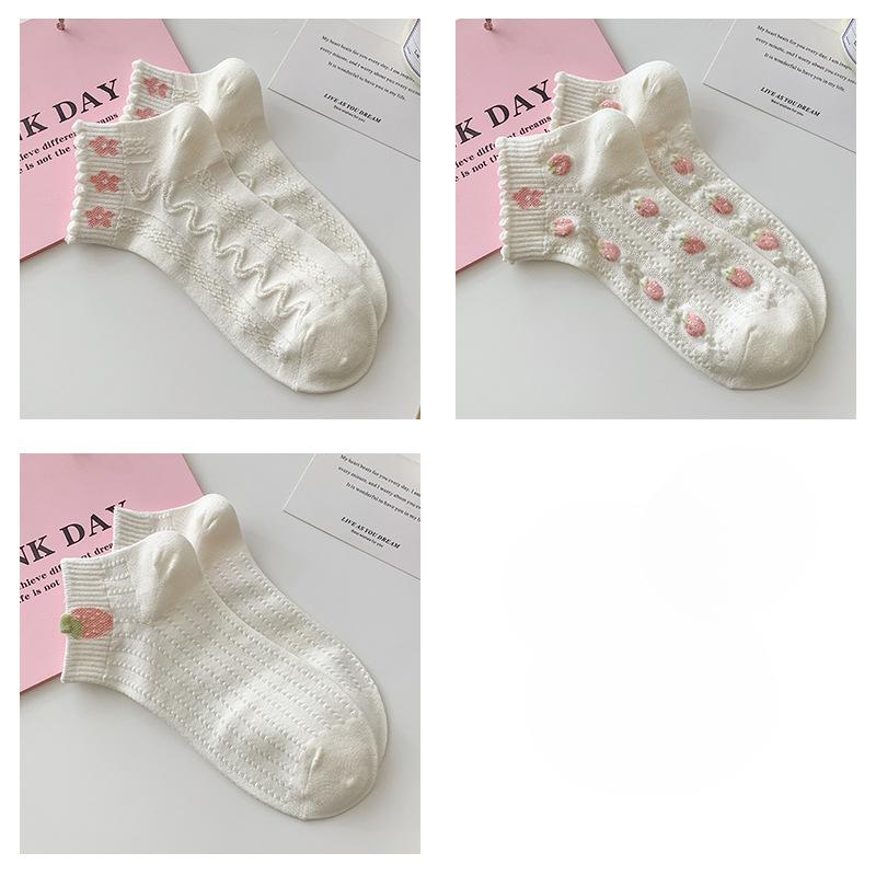 3 Pairs of Summer Thin Boat Socks for Women, Deodorizing, Sweat-absorbing, Mesh Sweet Short Socks That Don't Fall Off, Women's Socks