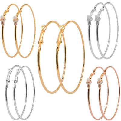 European & American Large Hoop Earrings - Simple, Bold Design for Women, No Piercing Needed, Ear Clip Style.