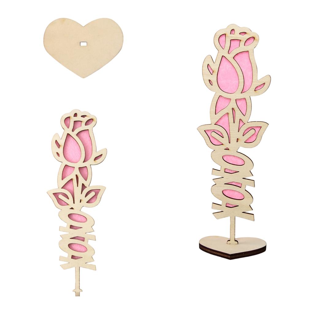 Hjärtformat prydnadsföremål för Alla hjärtans dag, Träskylt med bokstäverna LOVE, Borddekoration för Bröllop och Fest, Träros som Mittpunkt.