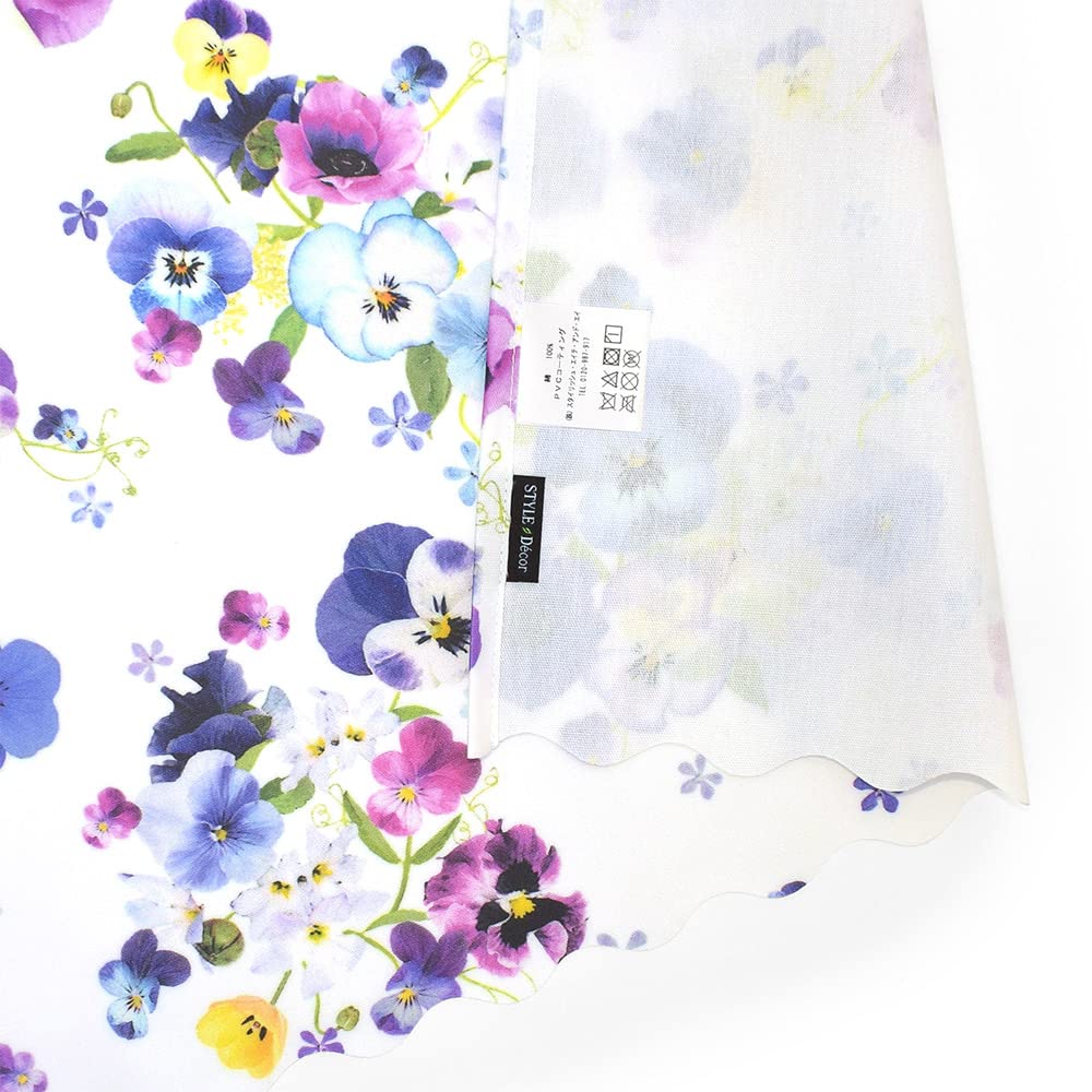 STYLE Decor Laminated Cafe Curtain for Small Stylish Privacy 70cm Long x 140cm Floral Blue W4001030 Windows, Screen, Wide, Bathroom, Print, Pansy,