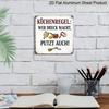 2D Flat, 1pc German Kitchen Rules Metal Sign - Vintage German Text & English Translation Wall Plaque with Utensil Icons, Chef Gift for Home