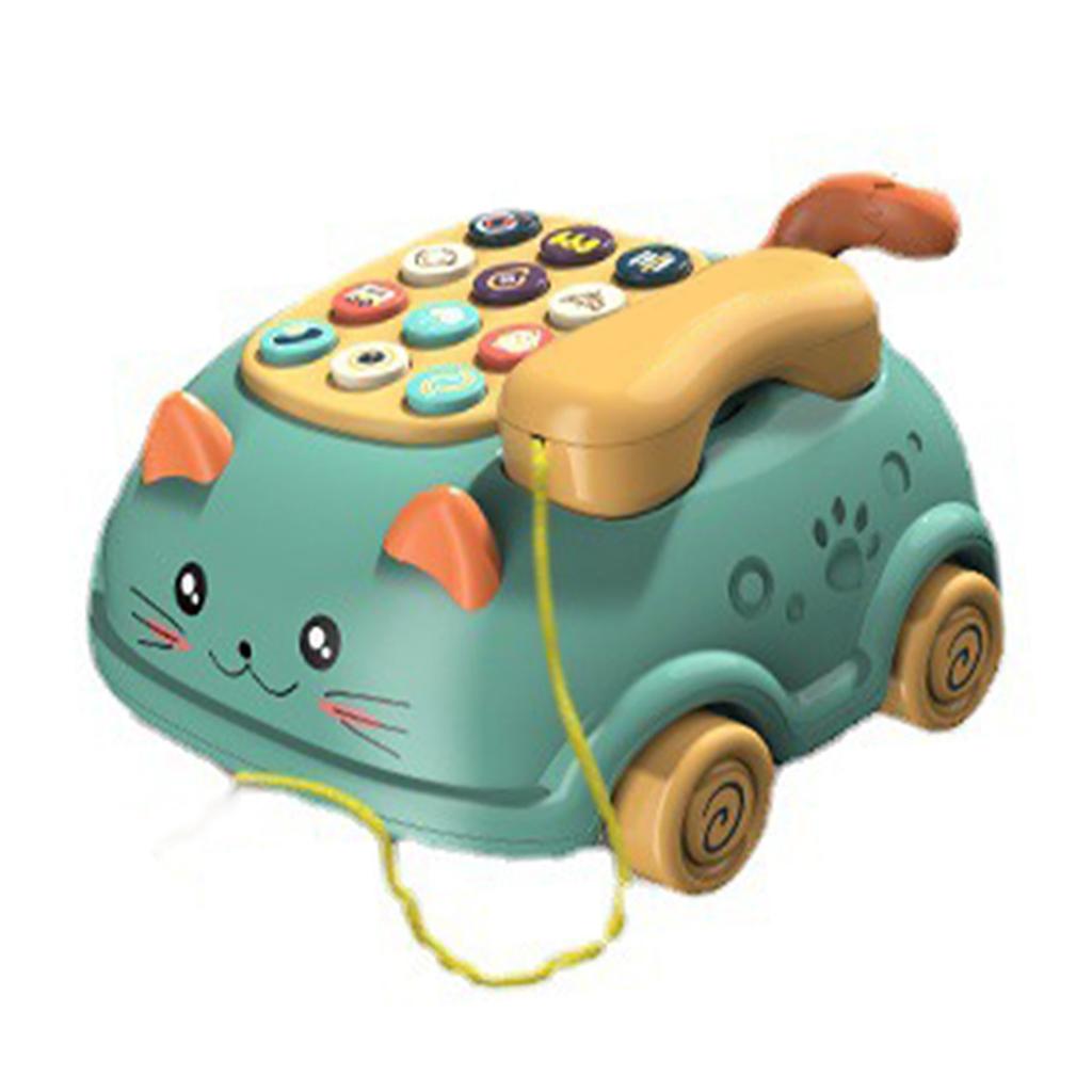 Baby Phone Toy Cartoon Sound Light Parent Child Interactive Educational Cute Cat Face Telephone Toy