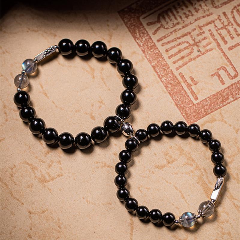 

Obsidian Couple Bracelets DIY Style S9Yinshanmeng Haishishi Couple s Attracting Bracelets and Buddhist Bead Gifts 8mm Women s