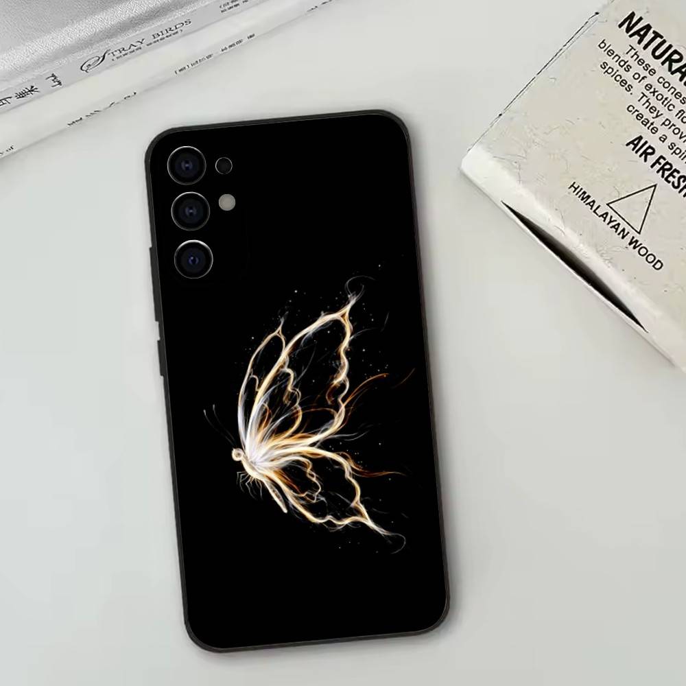Glow In The Dark Butterfly   Phone Case For Samsung S25,S24,S21,S22,S23,S30,Ultra,S20,Plus,Fe,Lite,Note,10,Black Cover