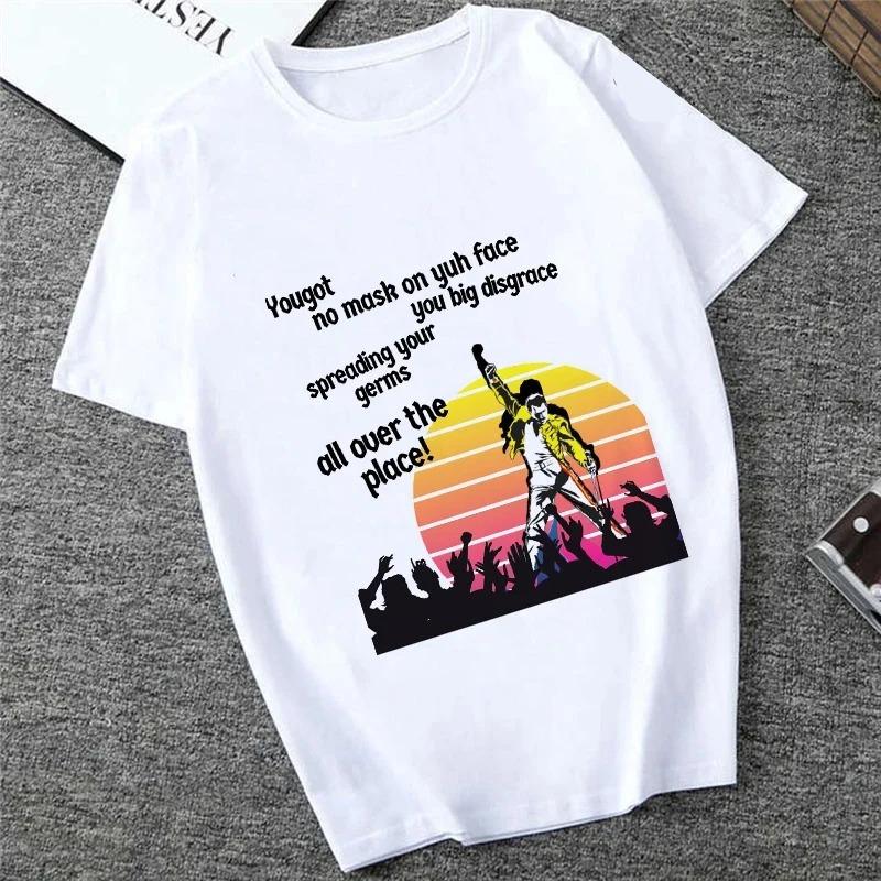 Freddie The Queen Tričko Bílé Módní Dámská Trička Harajuku Kawaii Oblečení Krátký Rukáv Letní Tričko Ležérní Dámský Top O-výstřih