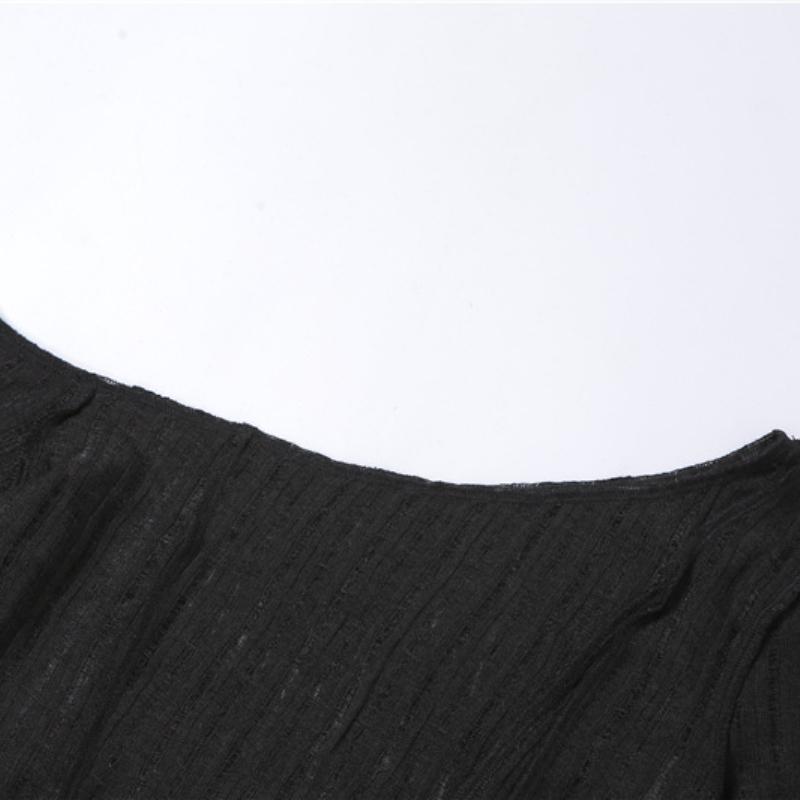 Autunno Nuovo Top Corto da Donna a Tinta Unita Slim Fit Moda Irregolare Asimmetrico Manica Lunga T-Shirt