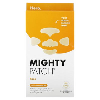 Mighty Patch® Face, Oily, Combination Skin, Hydrocolloid Patch 5 Pack
