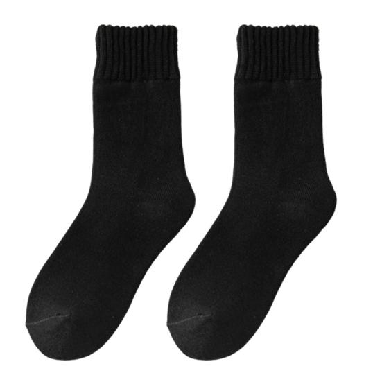 

1 пара мужских зимних носков, утолщенные плюшевые, средней длины, высокоэластичные, с защитой от скольжения и скатывания чёрный