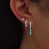 2PCS Classic Blue Zirconia Small Huggie Hoop Earrings Set For Woman 14K Gold Plated Helix Tragus Cartilage Piercing Jewelry