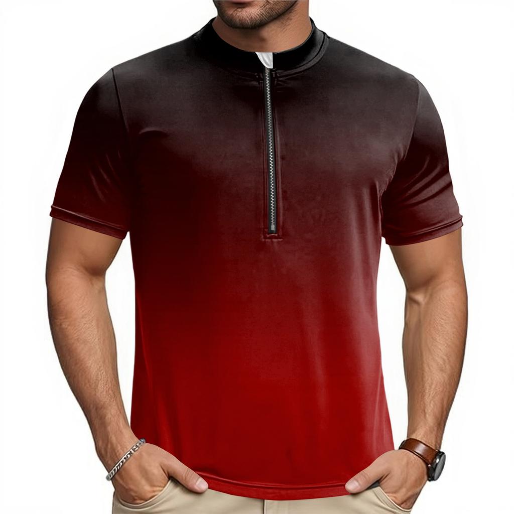 Herren Kurzarm Fahrradtrikot Atmungsaktiv Schnelltrocknendes Material Halber Reißverschluss Leichte Sportbekleidung für Outdoor-Sportarten