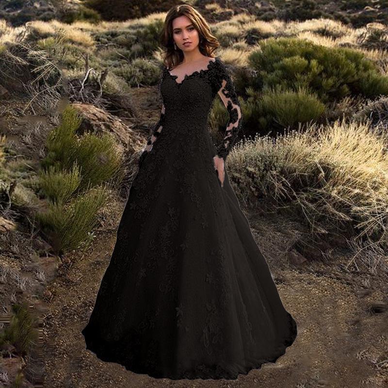 

Весеннее Европейско-Американское Свадебное Вечернее Платье с Открытыми Плечами для Женщин 2025 XXXL чёрный