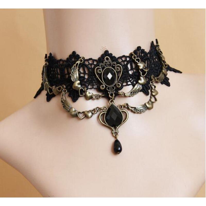 

Неоготичний Чорний Сексуальний Мереживний Чокер Намисто для Жінок Модний Ретро Ланцюжок на Ключицю Хеллоуїн Комір Y2K Прикраса Ювелірні Вироби Подарунки