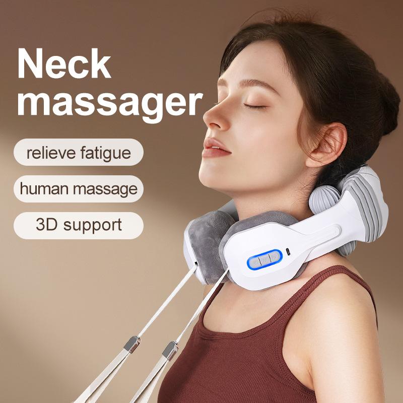 New 3rd Gear Electric Smart Cervical Massager Deep Relax Household Rechargeable Neck Kneading Hot Compress Neck Support Massager