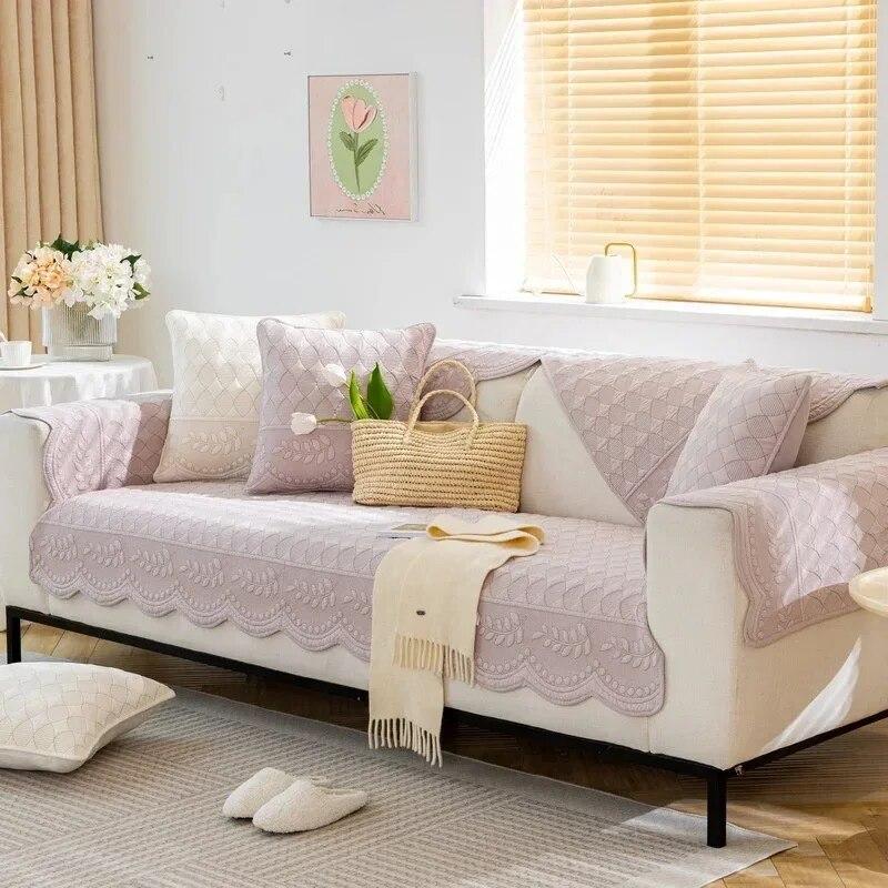 Universal Cotton Sofa Cover Towel  Nordic Solid Color Sofa Cushion for Living Room Non-Slip Sofa Cushion Armrest Backrest Cover