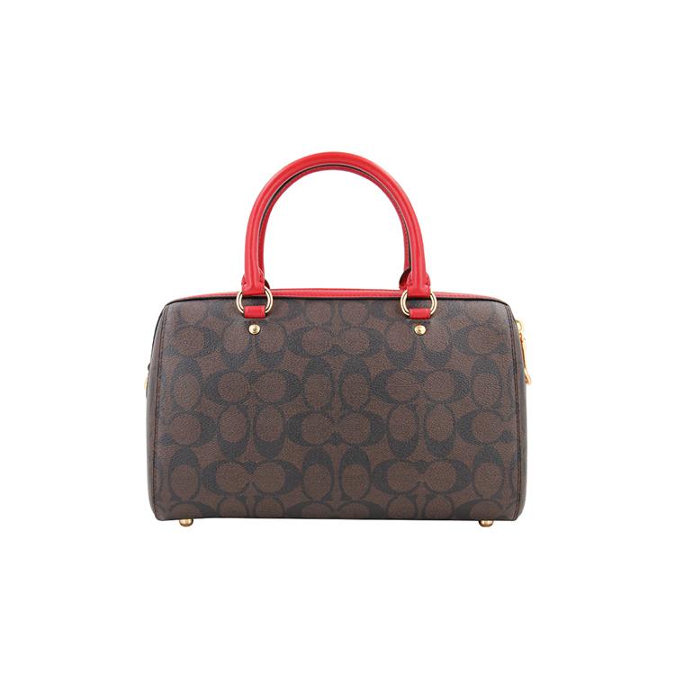 COACH Rowan Canvas With Leather Boston Bag, One Shoulder Handbag Large Women's 83607-IMRVQ