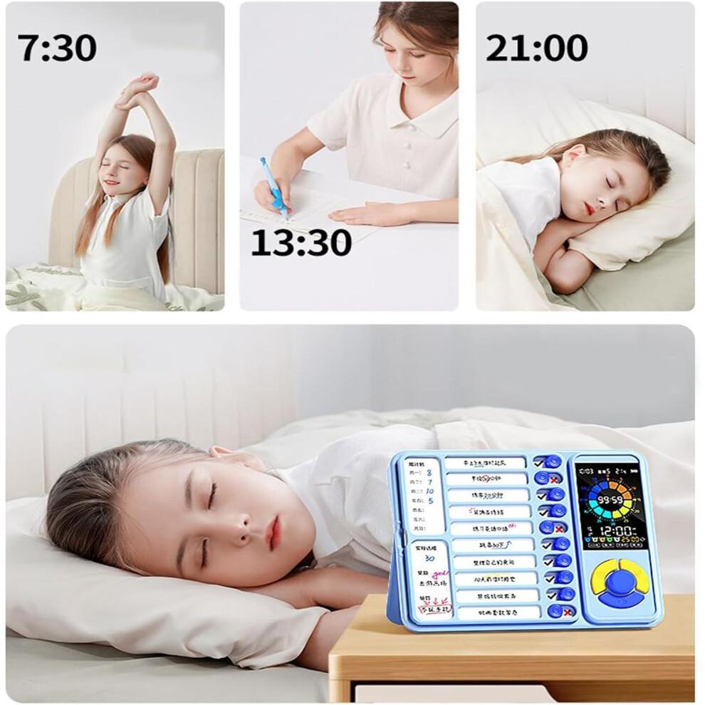 Task Timer Chore Chart Board with Visual Clock and Loud Alarm for Preschool Homeschool Classroom Interactive Time Management