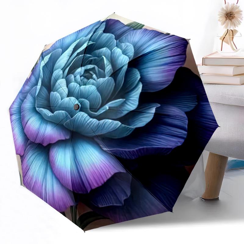 Ombrello Automatico a Fiore con Stecca Robusta a 8 Stecche Costruzione Robusta per Donne/Uomini Ombrello con Fantasia Vivace