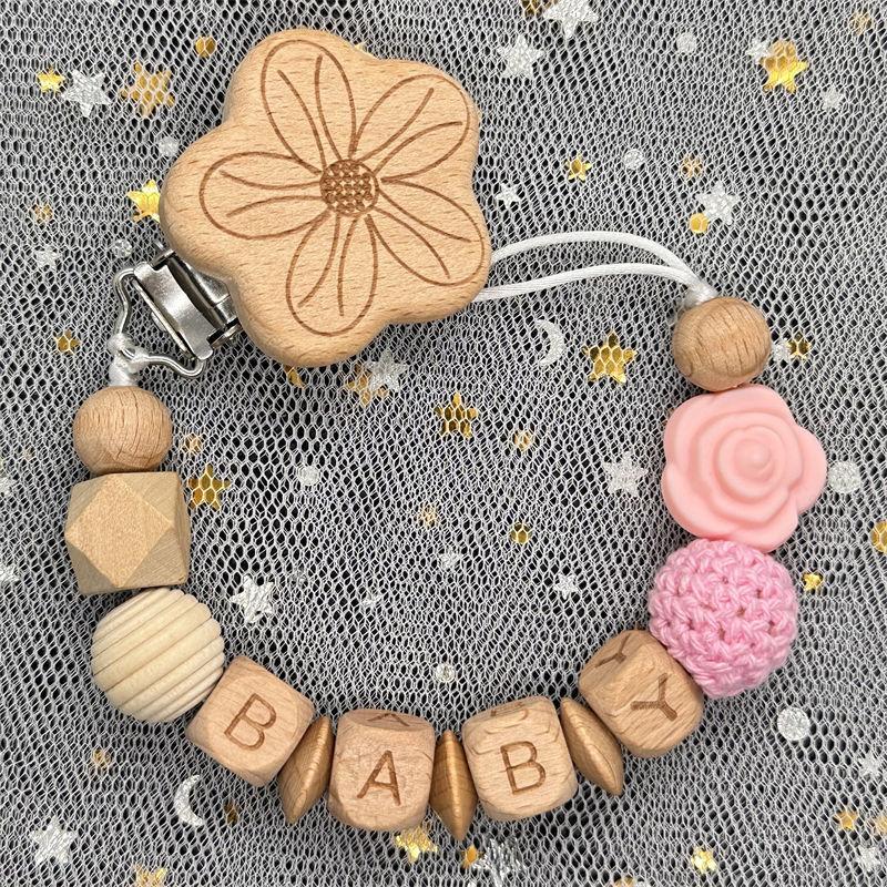 Custom Personalized Name Handmade Pacifier Clip Holder Cartoon Silicone Dinosaur Pacifier Chain Baby Teether Teething Chain Gift