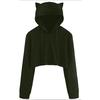Mulheres Camisolas Com Capuz Tops de Culturas Sólida Kat Oor Lange Cropped Camisola Com Capuz Pulôver Camisola