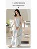 Women's Three-Piece Cotton Pajama Set: Spring Fashion, Printed, Comfortable, Breathable, with Chest Pads, Skin-Friendly.