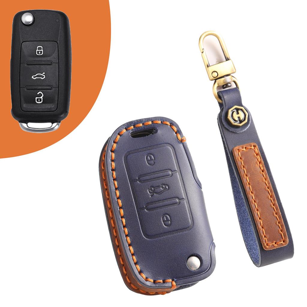 Volkswagen Key Cover: Leather Folding Case for Tiguan, Lavida, Sagitar, Bora (2017)