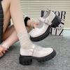 Thick sole with JK small leather shoes, new round head patent leather Mary Jane shoes, college style buckle