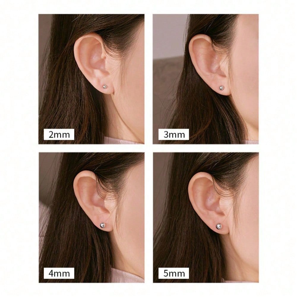 Simple Round Bead Stud Earrings, Double-ended Mini Stud Earrings, No-pick Ear Jewelry for Sleeping.