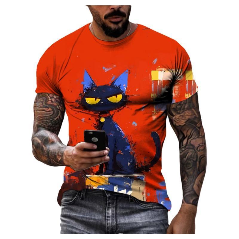 Cute Cat Cartoon Pattern Unisex T Shirt Summer Fashion 3D Printed