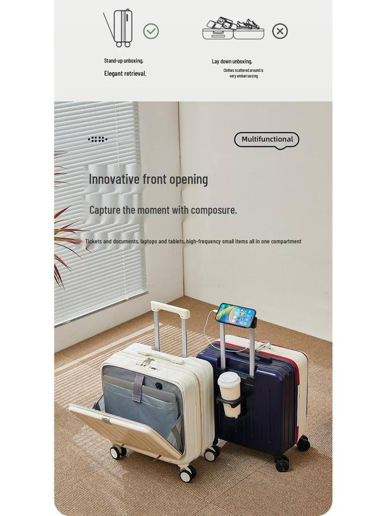 18" Rolling Laptop Carry-on: Men's & Women's Luggage with Side & Front Openings, 20" for Short Trips, with Combination Lock