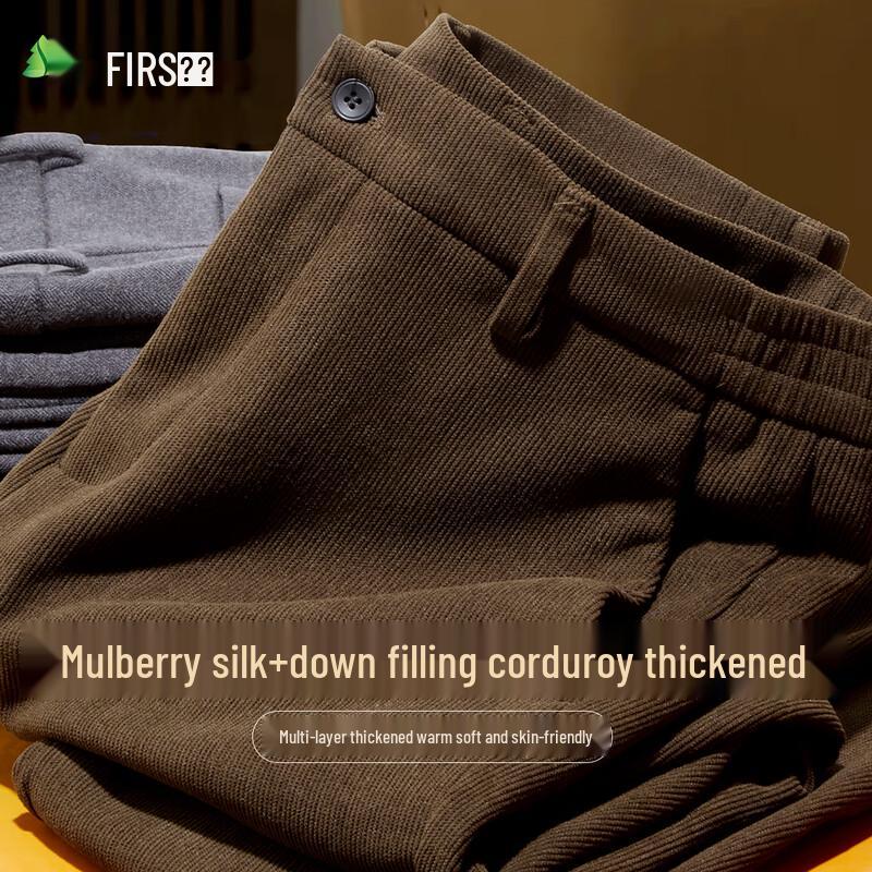 

Shanshan Men s Thickened Corduroy Casual Pants with Silk 34