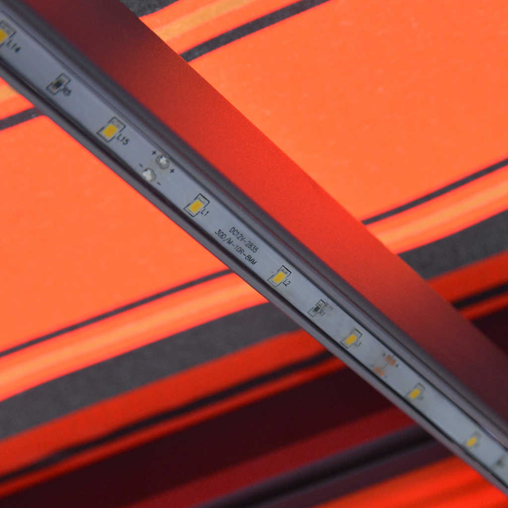 Manual Retractable LED Awning 350x250 Cm Orange & Brown