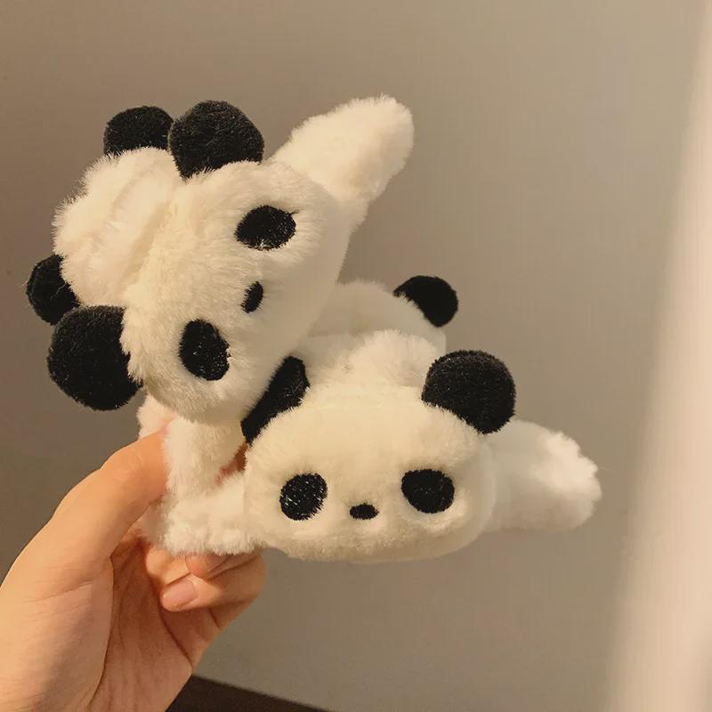 Panda Plush Hair Clip for Women - Cute Cartoon Shark Ornament for Autumn/Winter