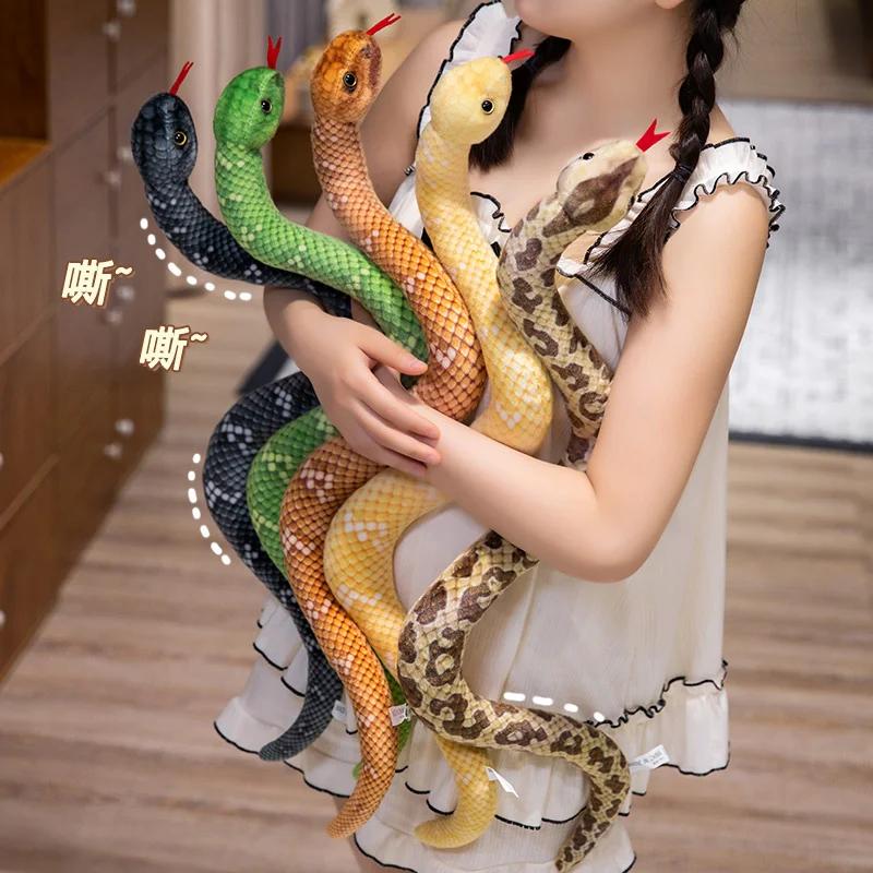 Simulation Snake Plush Toy Real Life Stuffed Boa Cobra Long Snake Plush Doll Creative Room Decoration Birthday Gifts