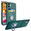 Wallet Card Slot Silicone Case For Iphone 14 13 Pro Max 12 Mini 11 Pro X XS MAX 7 8 Plus Solid Color Magnetic Ring Holder Cover