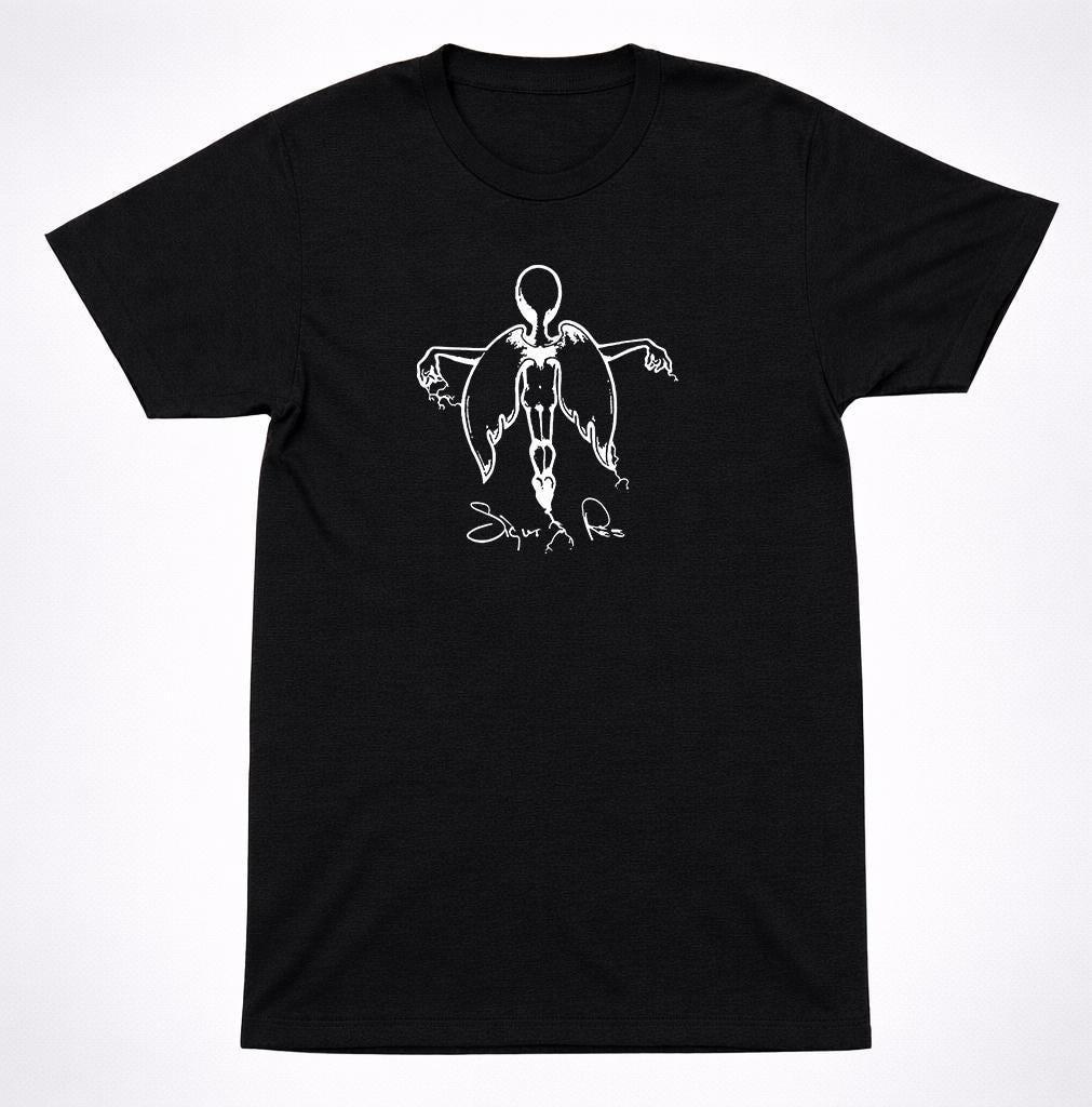 Sigur Rós Back Angel Wings Winged Black T-Shirt Post-Rock Ambient Graphic Tee