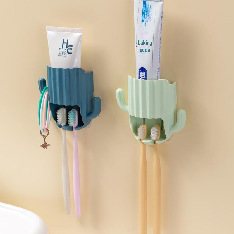Cactus Wall-Mounted Toothbrush & Toothpaste Holder 