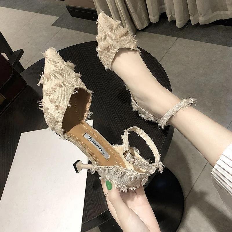 High Heels Buckles Ladies Shoes Designer Summer Comfortable Pvc Women's Sandals On Sale Luxury Trending Cheap Liquidation Shoe