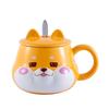 Creative Shiba Inu Ceramic Mug with Lid Cute Household Breakfast Mugs Office Coffee Cup with Lid Couple Water Cups Drinkware
