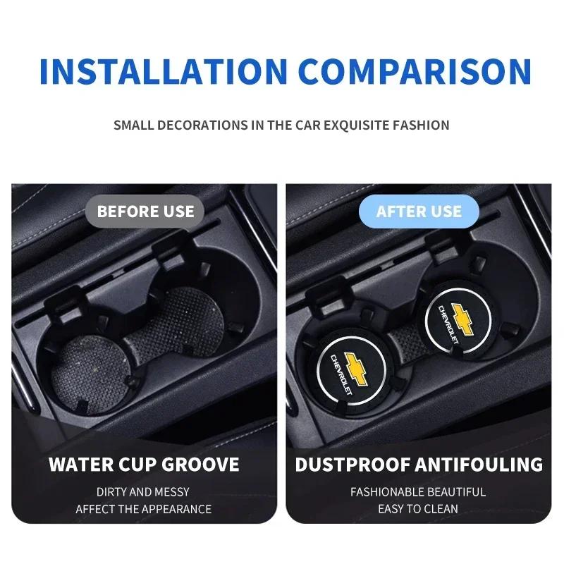 QAR3 1/2Pcs Car Auto Water Cup Slot Non-Slip Mat Water Cup Bottle Holder Mat For Chevrolet Colorado Cruze Spark Captiva Malibu Aveo