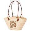 Loewe Anagram Basket Handwoven Anagram Embossed Patch Leather Tote Shopping Bag Women Tote Brown Natural A223P65X01-2435