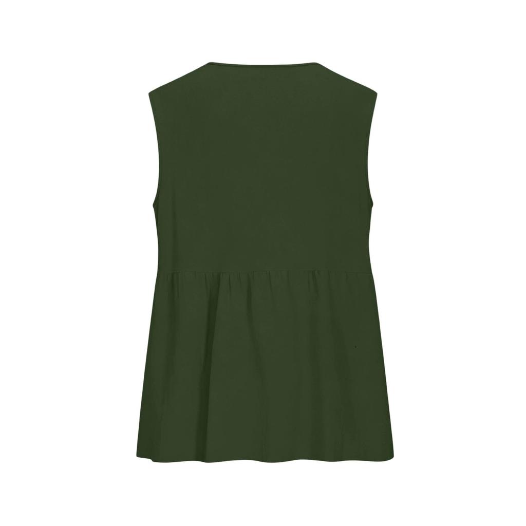 Women’s V Neck Button Front Sleeveless Loose Fit Casual Summer Blouse Top Relaxed Style Lightweight Comfortable Shirt