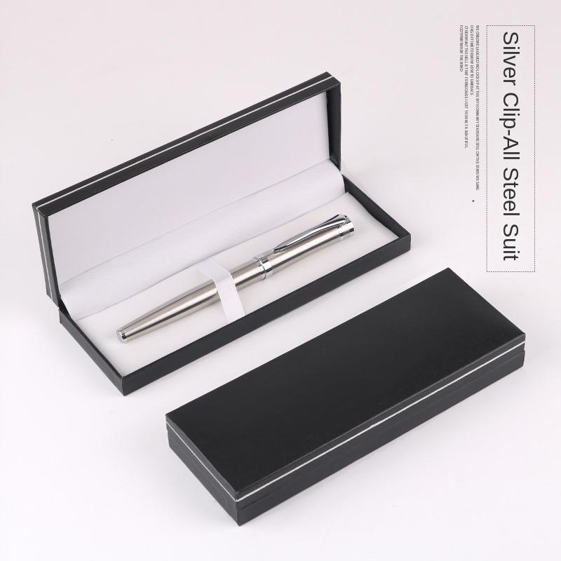

Черный подарочный набор: металлическая ручка, гелевая ручка, шариковая ручка, ручка для подписи, подарочный набор, мужской деловой подарок All Steel Silver Clip