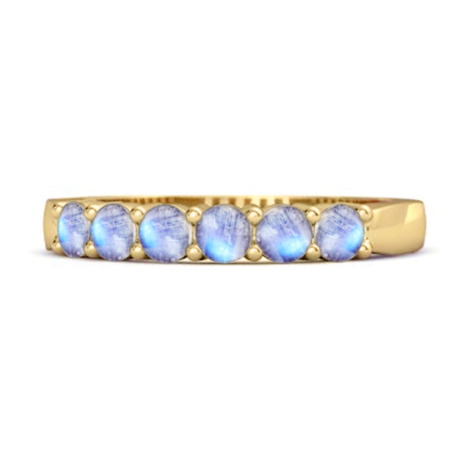 

Moonstone Half Eternity Band Ring -925 Sterling Silver Gold Vermeil 8.5 золотий/жовтий