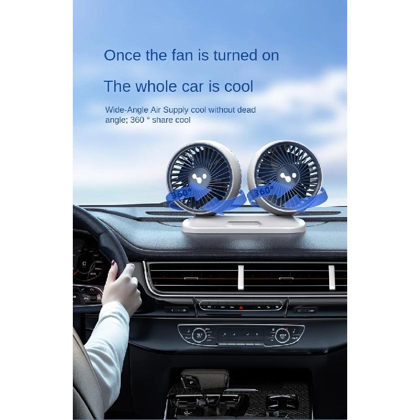 LEIBOO Car USB Fan Dual Head Cooling Air Fan Independent Switch 3-Speed 360 Degree Adjustable Auto Fan Car Electrical Appliances